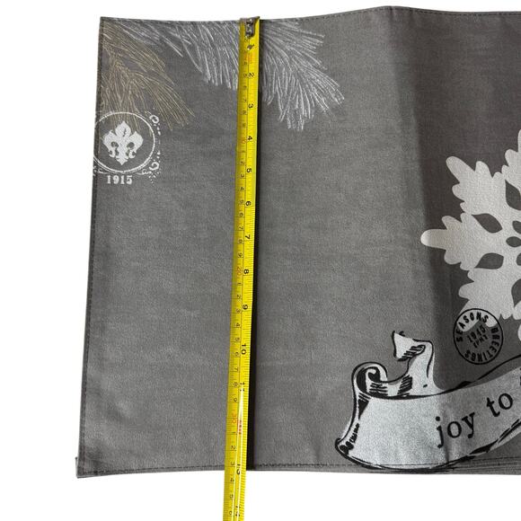 St. Nicholas Square Placemat “Joy to the World” Gray with Bird and Snowflake - Picture 7 of 7